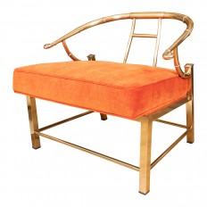 Pair of brass faux bamboo chinoiserie armchairs